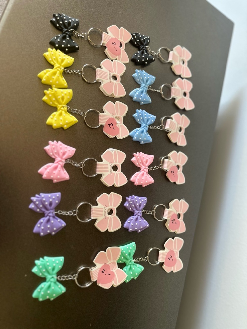 Kids Bow Keychain Charm - Pink & Multicolor